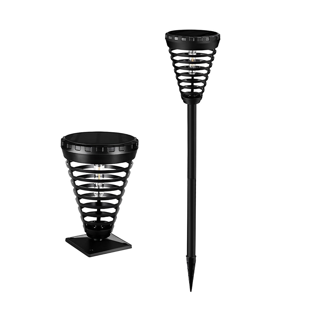 Multi-Ring Solar Torch LED Pathway Light in Durable Black Finish