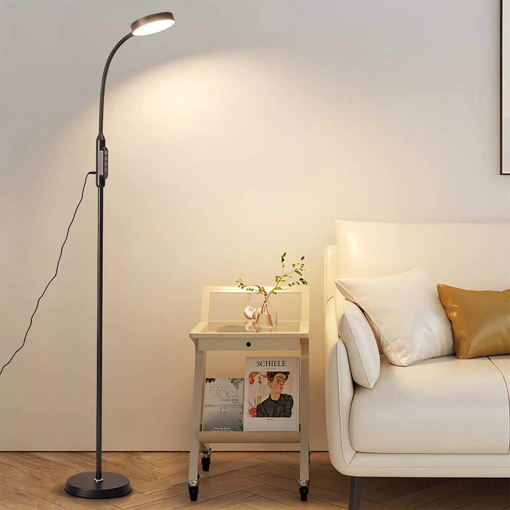 Modern Minimalist White LED Floor Lamp for Reading and Task Lighting