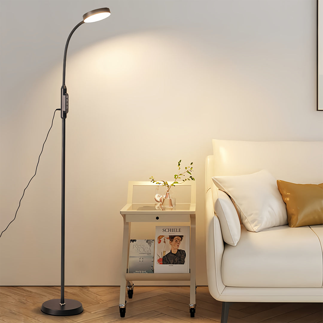 Modern Minimalist White LED Floor Lamp for Reading and Task Lighting