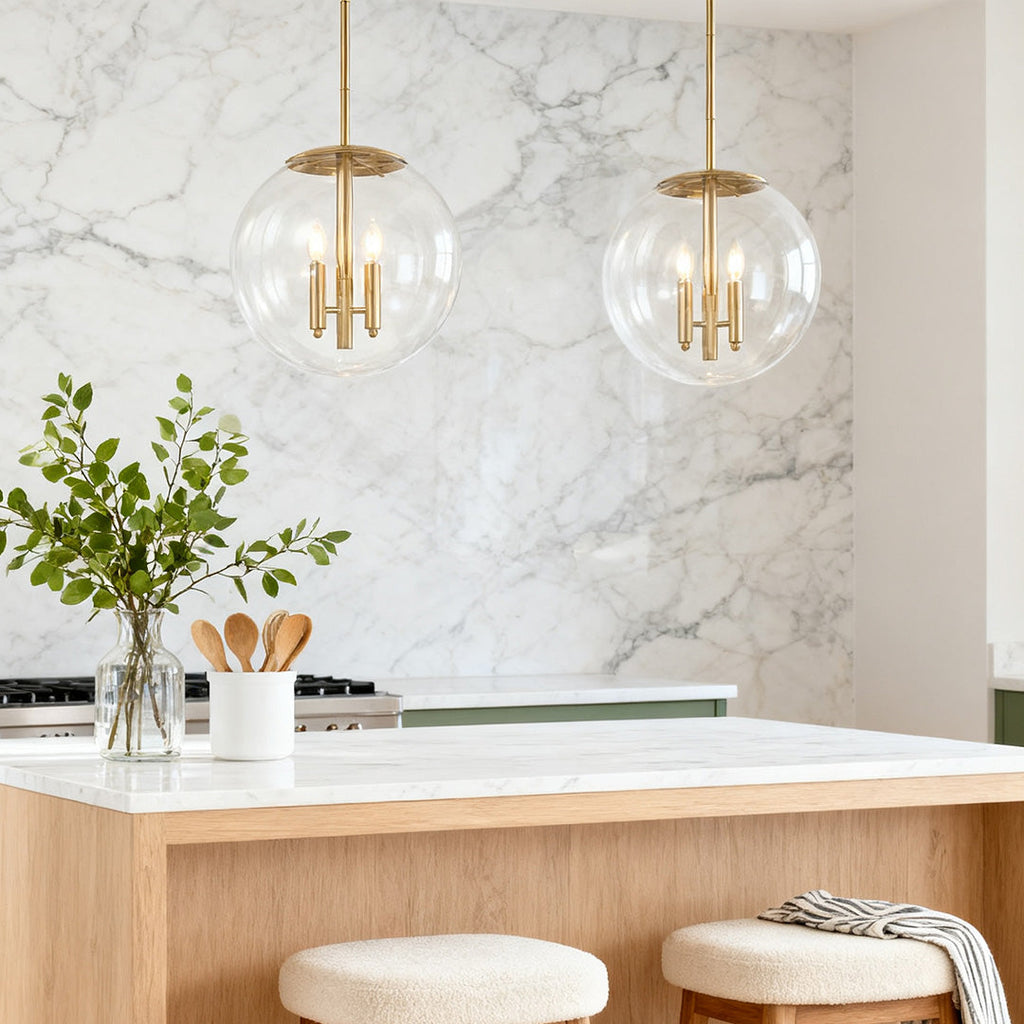 Elegant Clear Glass Globe Pendant Light for Modern Living Room Decor