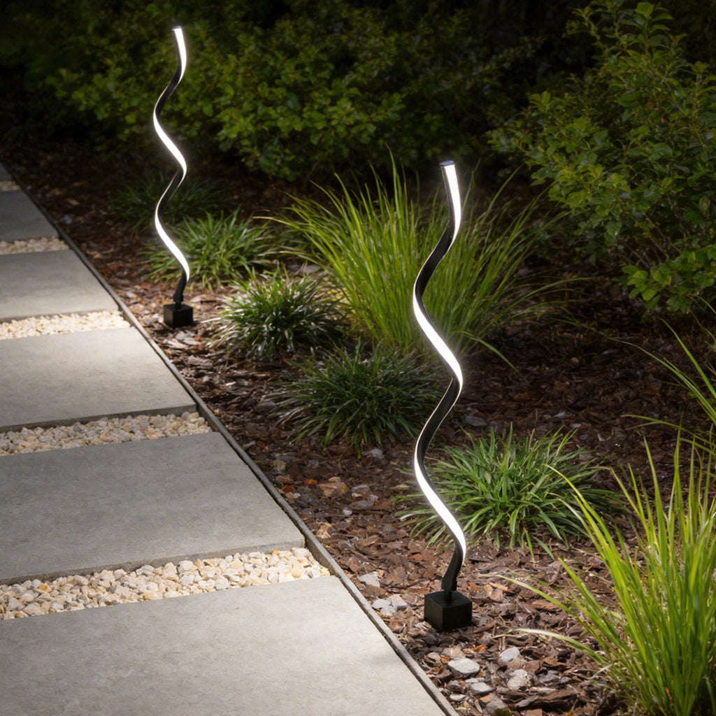 Modern Black Spiral LED Path Light - Waterproof Lawn Landscape Fixture