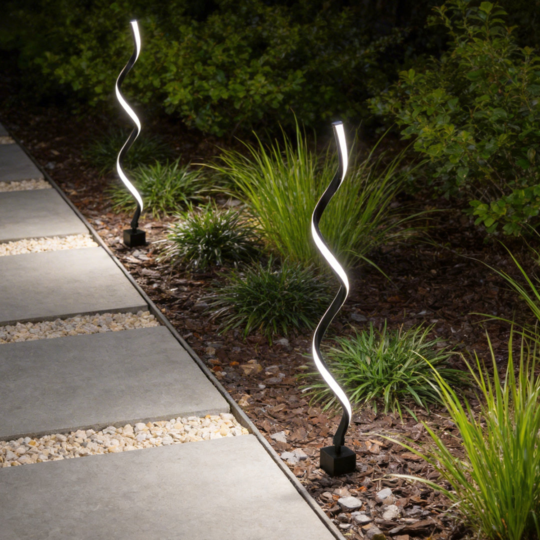 Modern Black Spiral LED Path Light - Waterproof Lawn Landscape Fixture