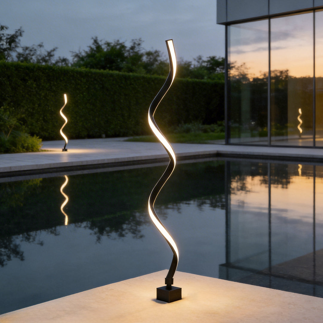 Modern Black Spiral LED Path Light - Waterproof Lawn Landscape Fixture