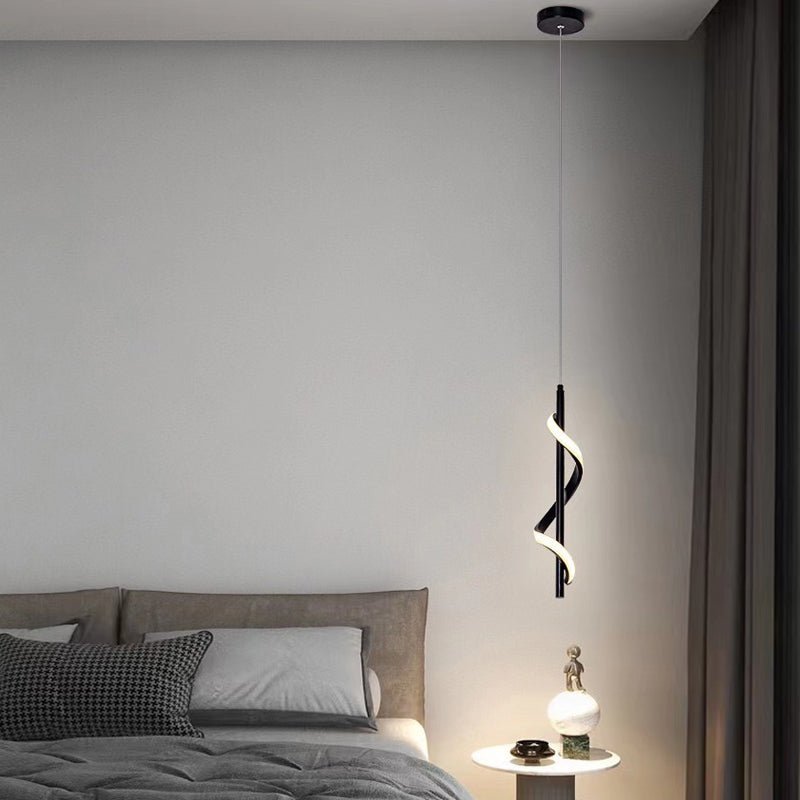 Black Modern LED Wall Lamp with Spiral Dimming for Living Room Decor