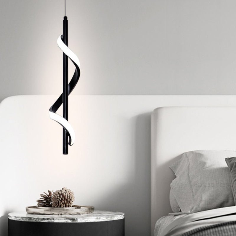 Black Modern LED Wall Lamp with Spiral Dimming for Living Room Decor