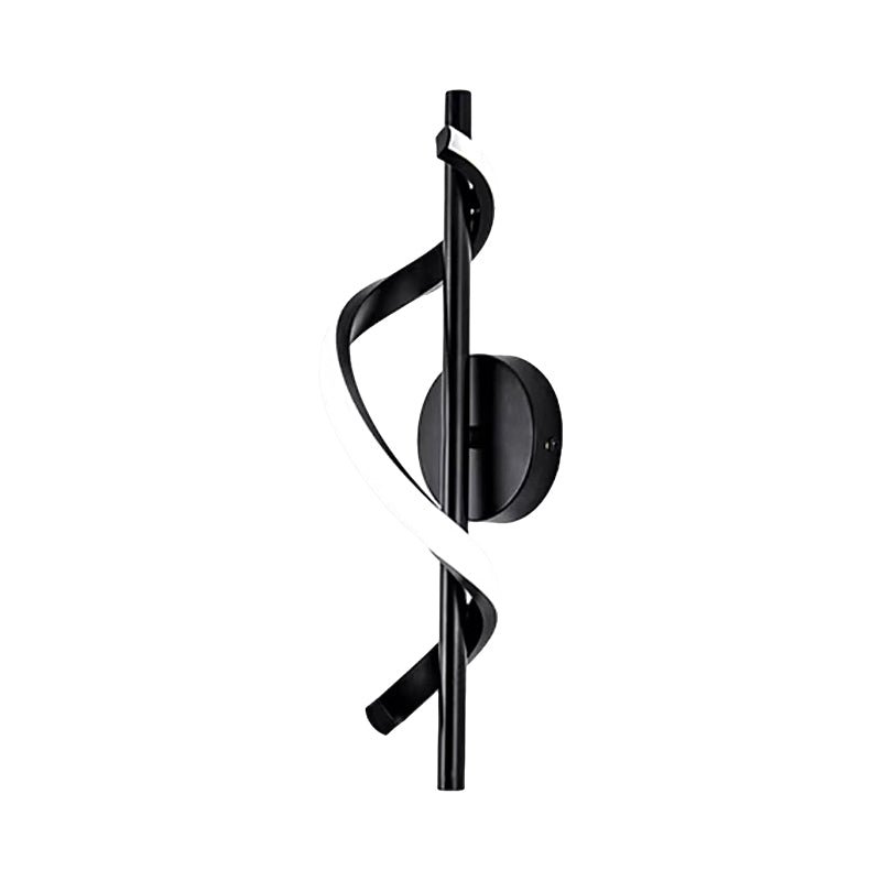 Black Modern LED Wall Lamp with Spiral Dimming for Living Room Decor
