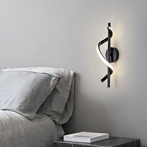 Black Modern Spiral LED Wall Lamp with Three Step Dimming for Living Room