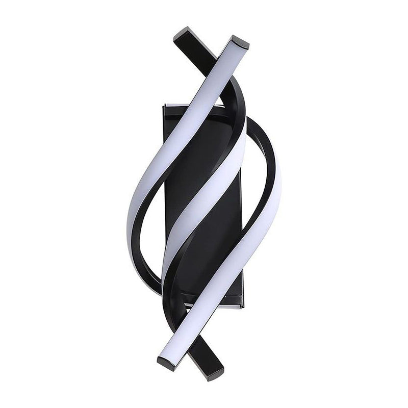 Modern Minimalist Black Metal Spiral LED Wall Sconce for Hallway Decor