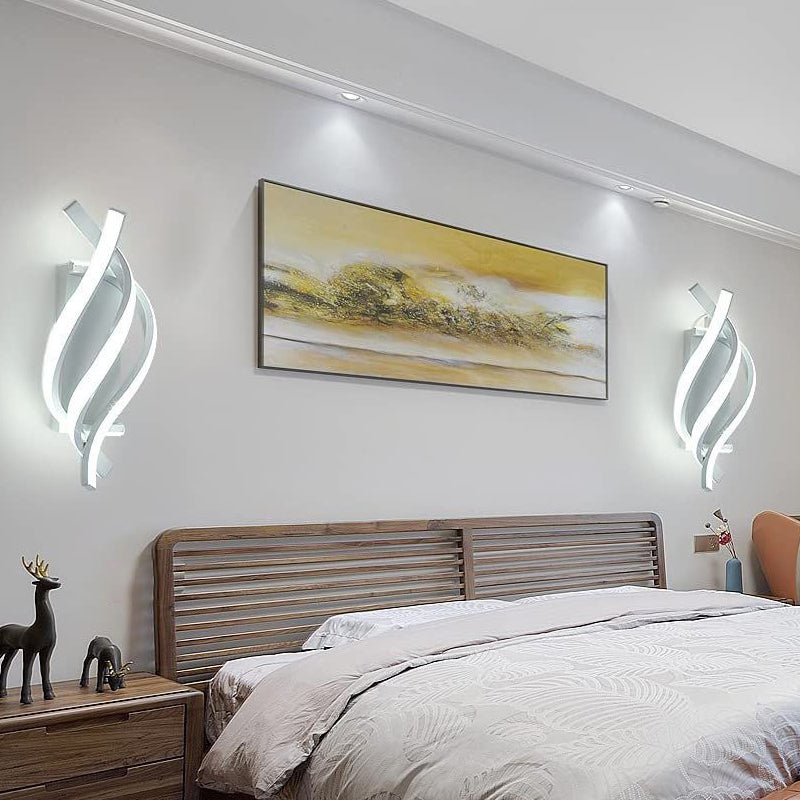 Modern Minimalist Black Metal Spiral LED Wall Sconce for Hallway Decor