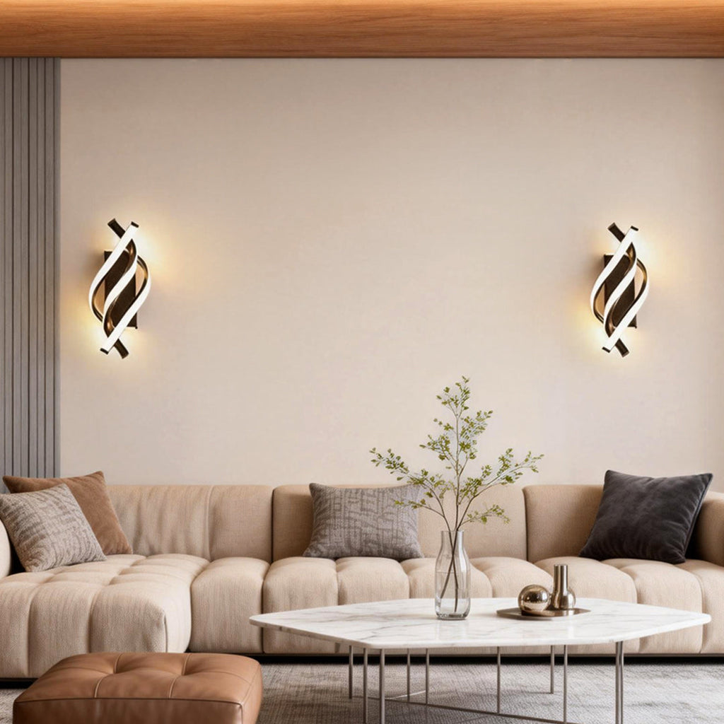 Modern Minimalist White Metal LED Spiral Wall Sconce for Living Room