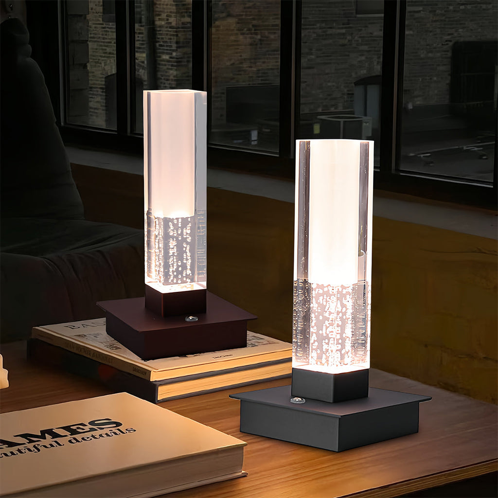 Cordless Modern Square Bubble LED Table Lamp for Bedroom Nightstand