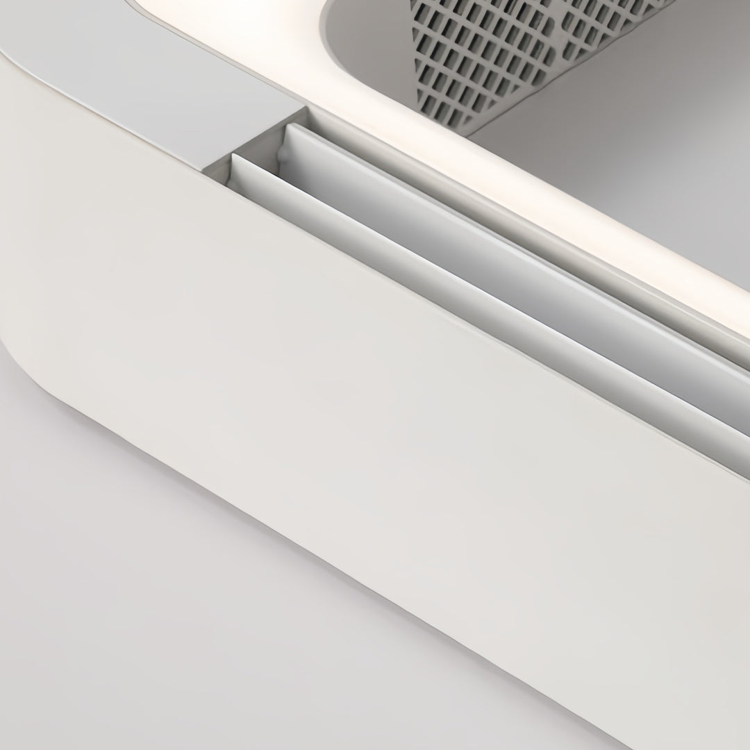 Sleek White Bladeless Ceiling Fan with LED Light for Modern Living Rooms