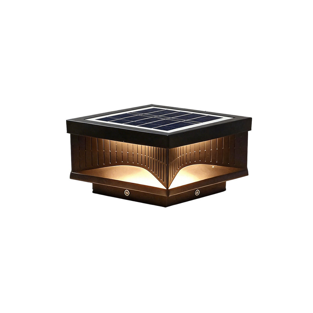 Modern Square LED Outdoor Pillar Light Fixture - Stylish Stripe Design