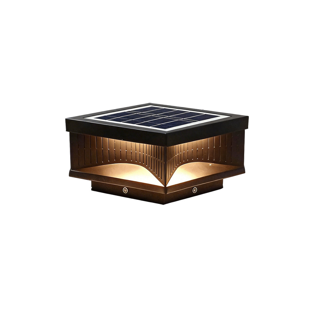 Modern Square LED Outdoor Pillar Light Fixture - Stylish Stripe Design