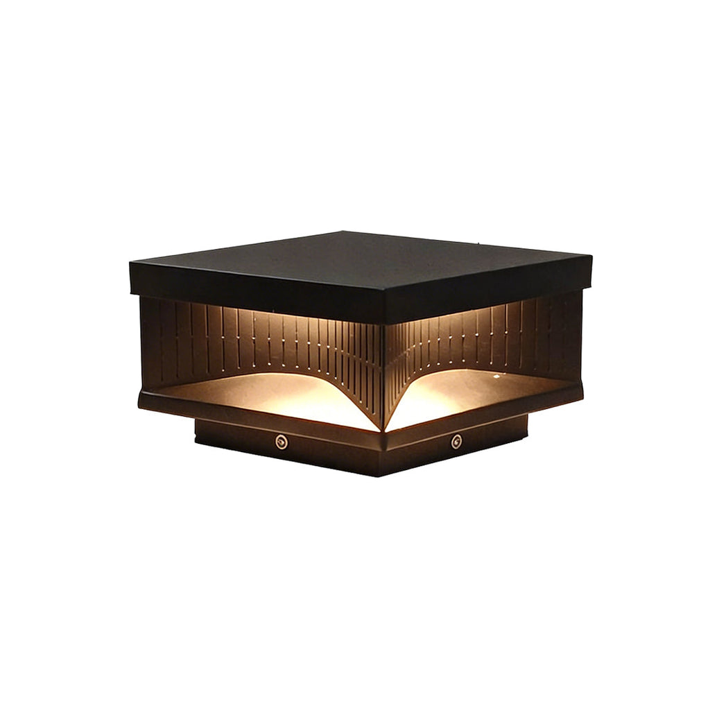 Modern Square LED Outdoor Pillar Light Fixture - Stylish Stripe Design