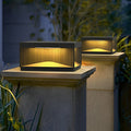 Modern Square LED Outdoor Pillar Light Fixture - Stylish Stripe Design