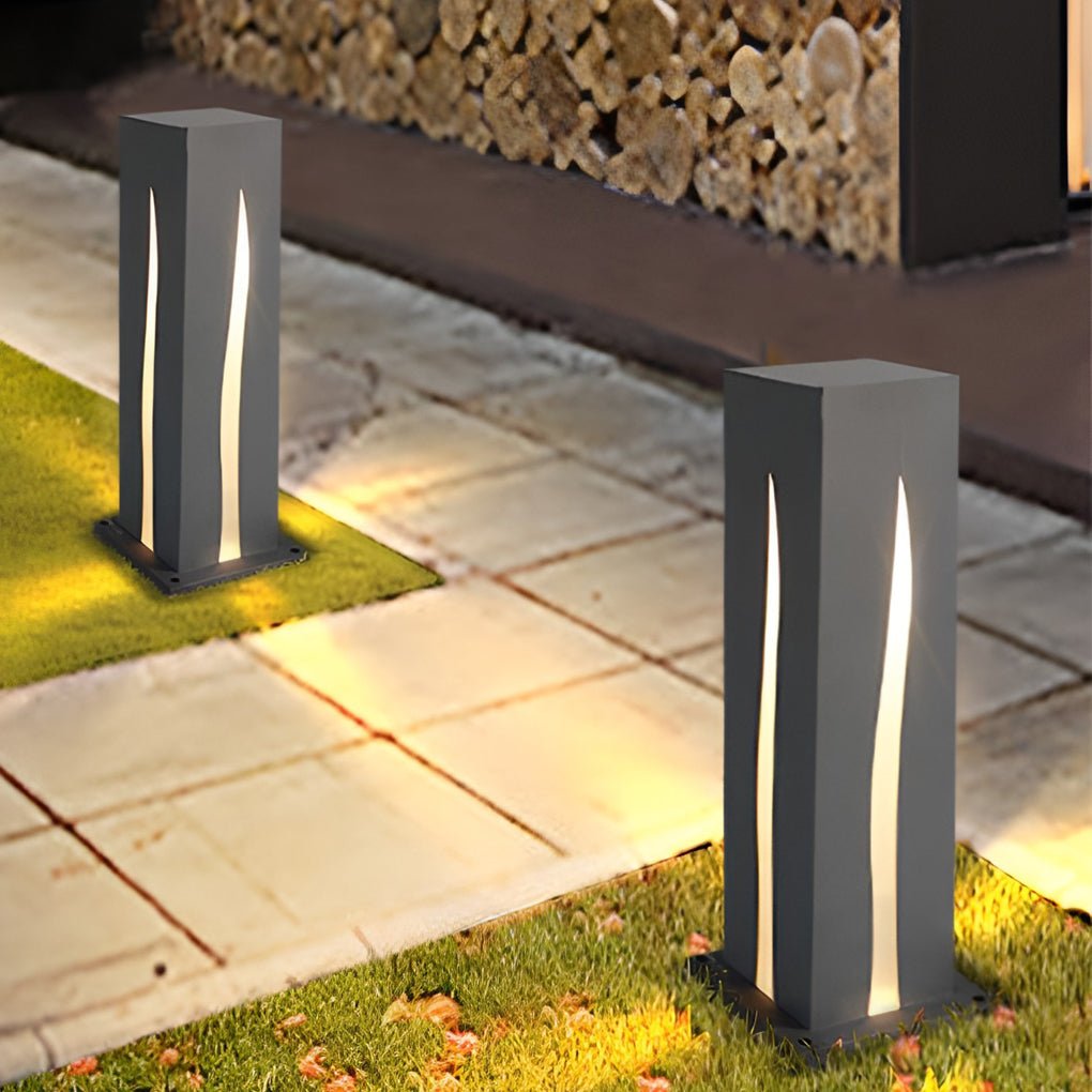 Sleek Black Rectangular LED Garden Pathway Lights for Outdoor Spaces