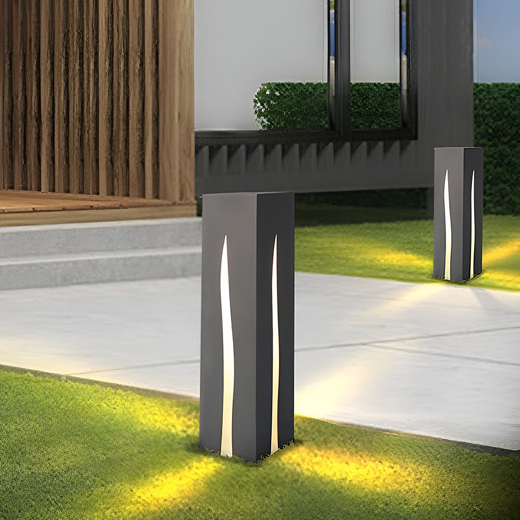Sleek Black Rectangular LED Garden Pathway Lights for Outdoor Spaces