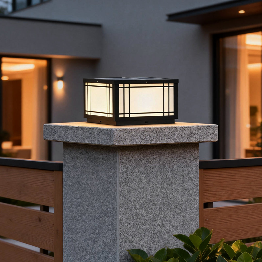 Vintage Square Waterproof LED Pillar Light Fixture for Outdoor Spaces