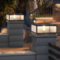 Ribbed Glass Square Pillar Outdoor Metal Lantern Light for Patios