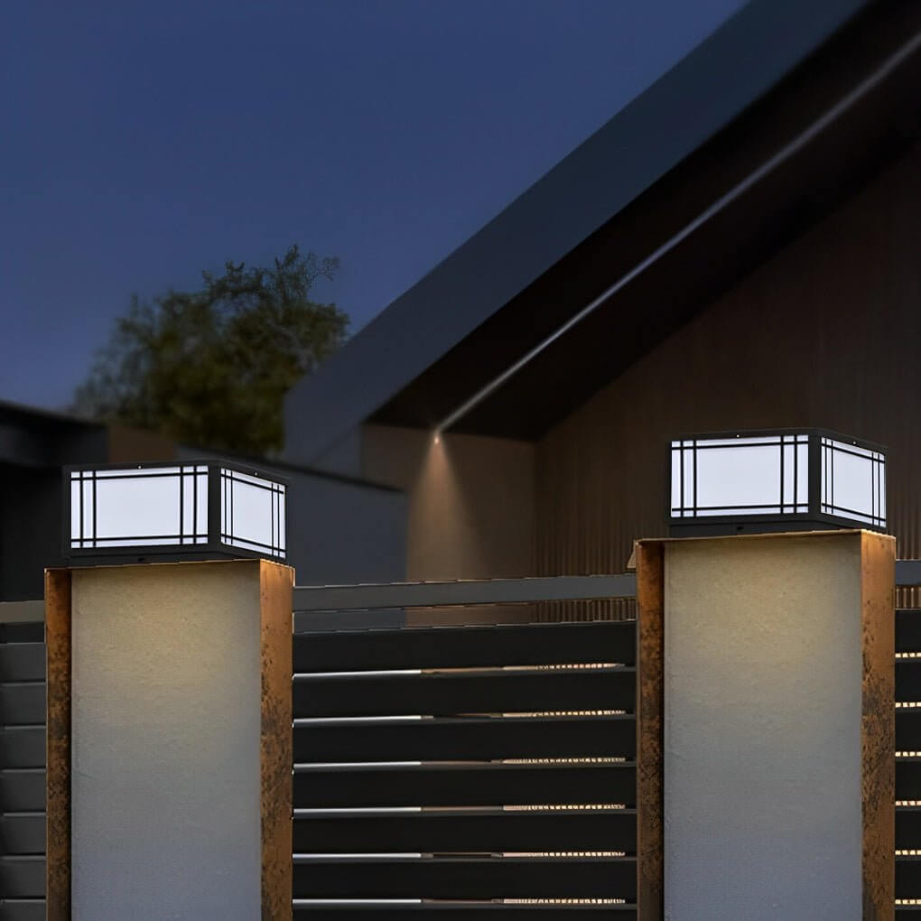 Vintage Square Waterproof LED Pillar Light Fixture for Outdoor Spaces