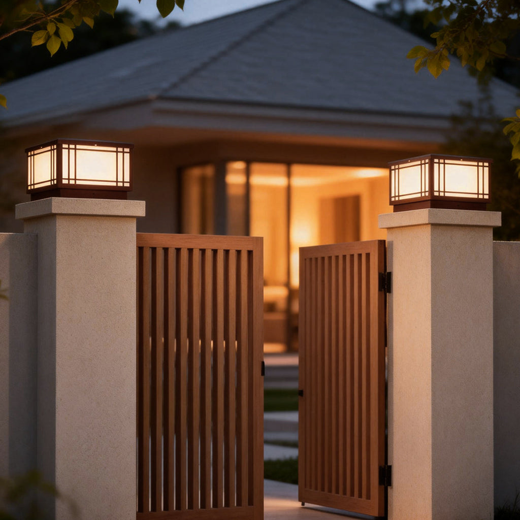 Vintage Square Waterproof LED Pillar Light Fixture for Outdoor Spaces