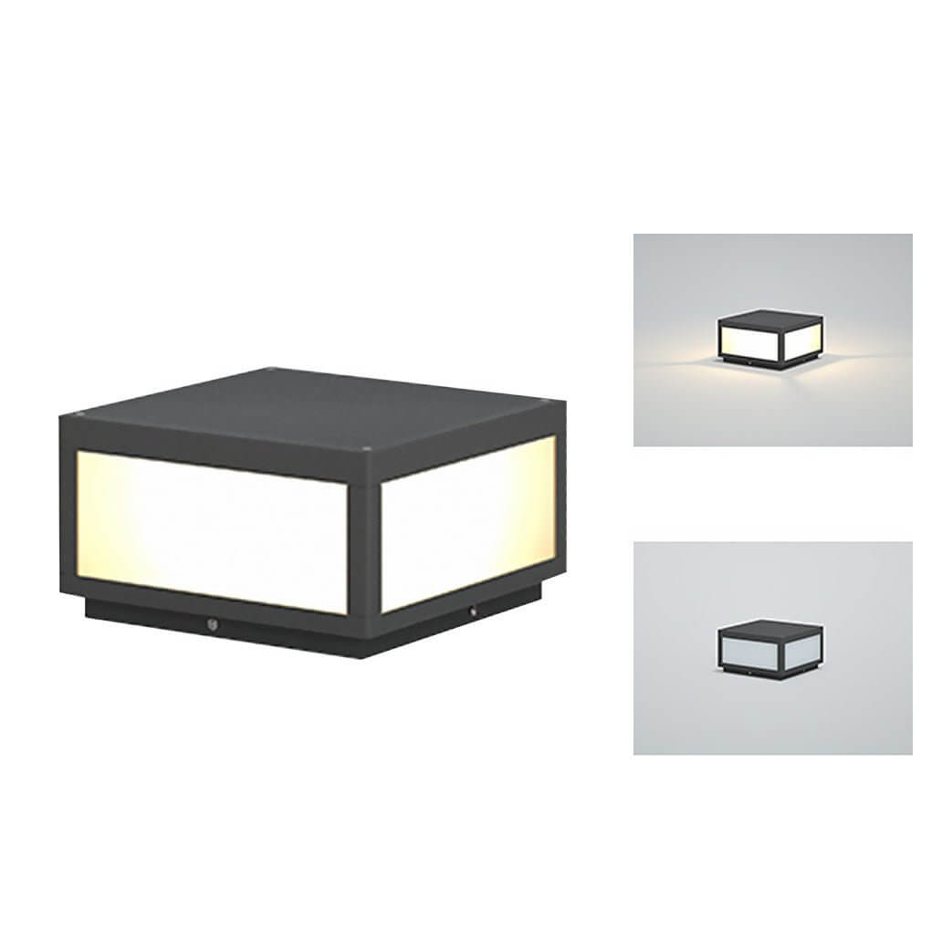 Modern Black Metal Square Pillar Outdoor LED Lighting Fixture