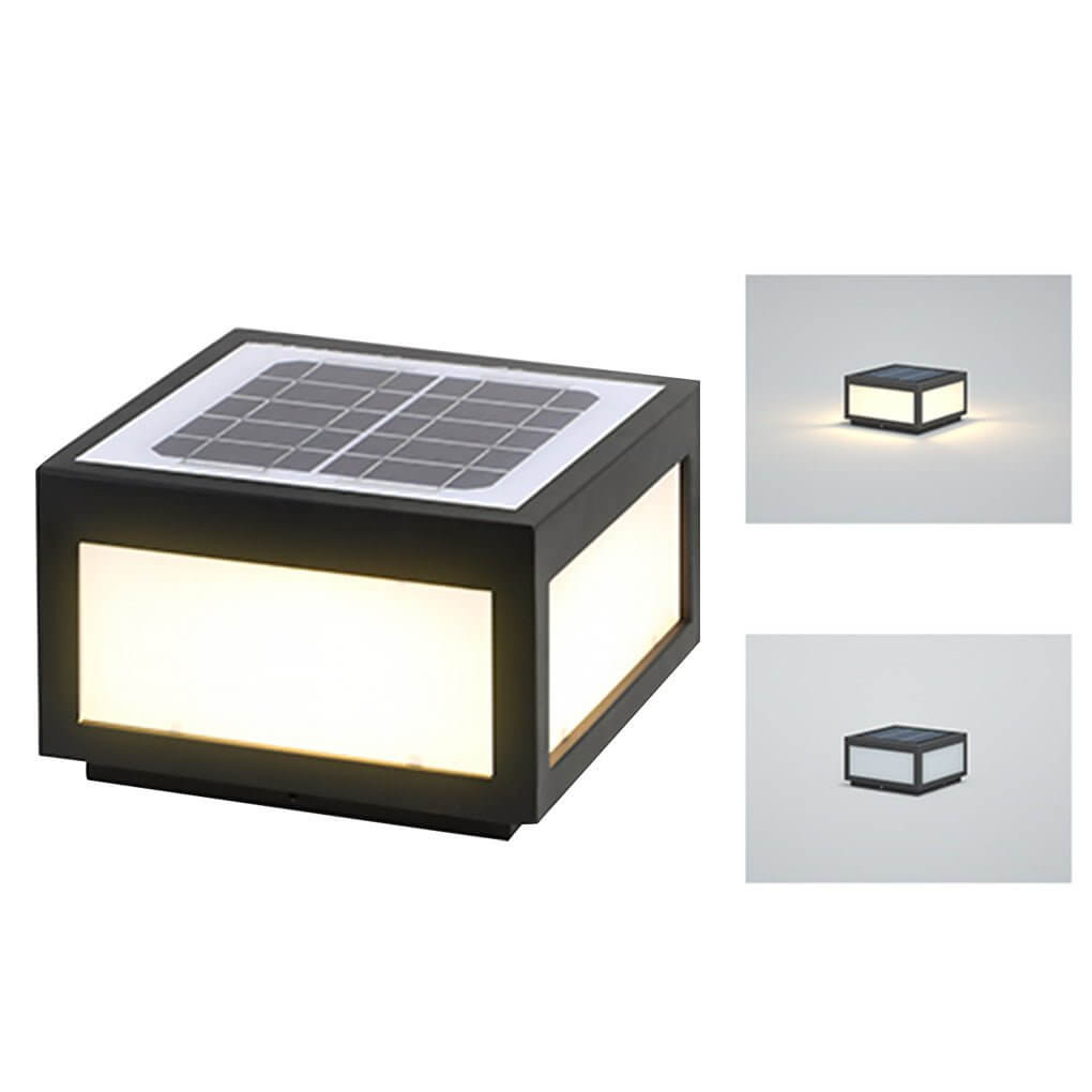 Modern Black Metal Square Pillar Outdoor LED Lighting Fixture