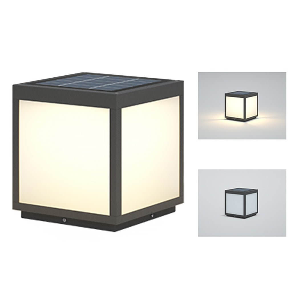 Modern Black Metal Square Pillar Outdoor LED Lighting Fixture