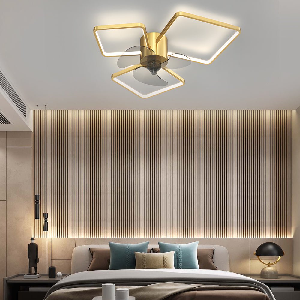 Modern White Square and Round LED Ceiling Fan Light for Living Room