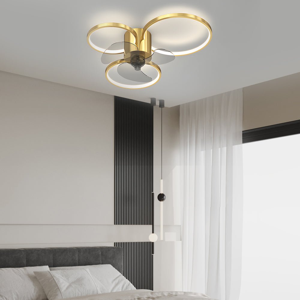 Modern White Square and Round LED Ceiling Fan Light for Living Room