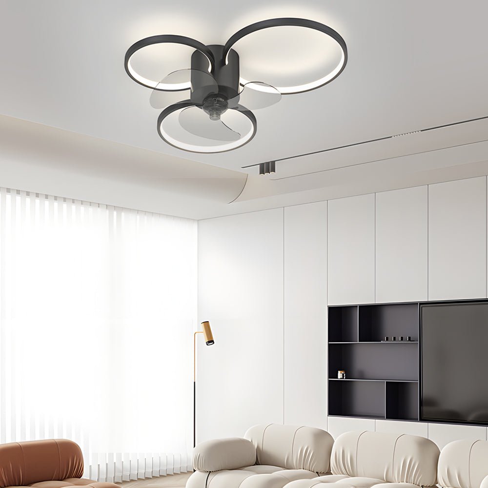 Modern White Square and Round LED Ceiling Fan Light for Living Room
