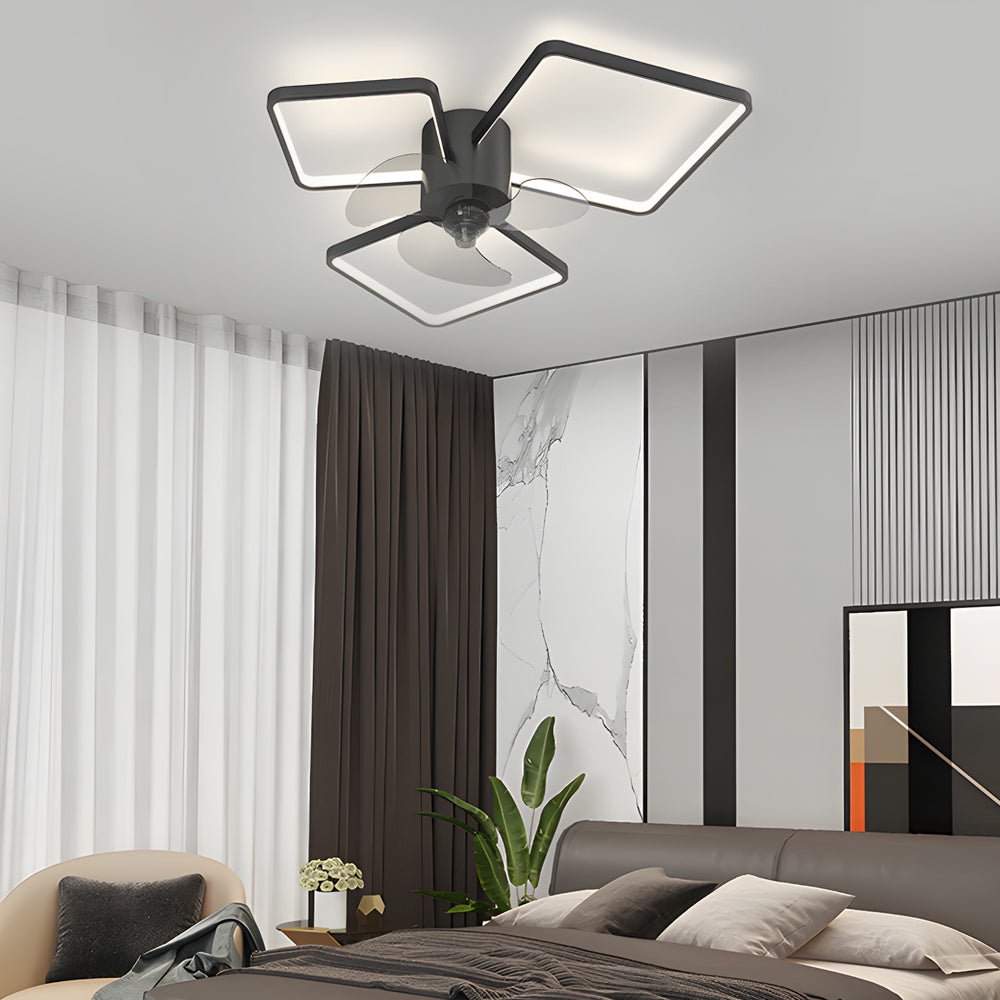 Modern White Square and Round LED Ceiling Fan Light for Living Room