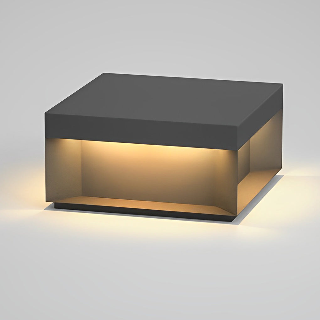 Industrial Black Square LED Solar Deck Lights for Outdoor Landscape Use