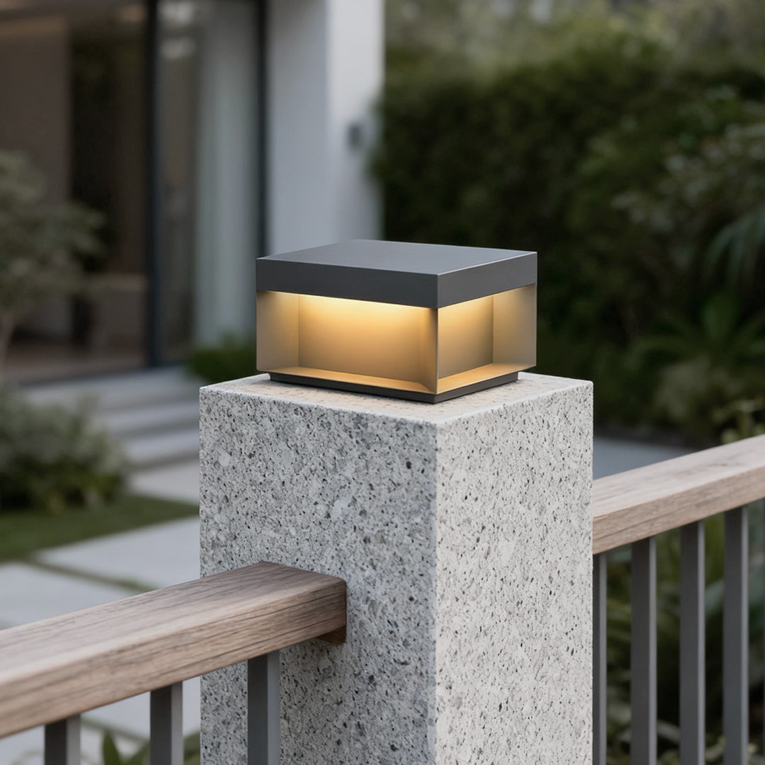 Industrial Black Square LED Solar Deck Lights for Outdoor Landscape Use