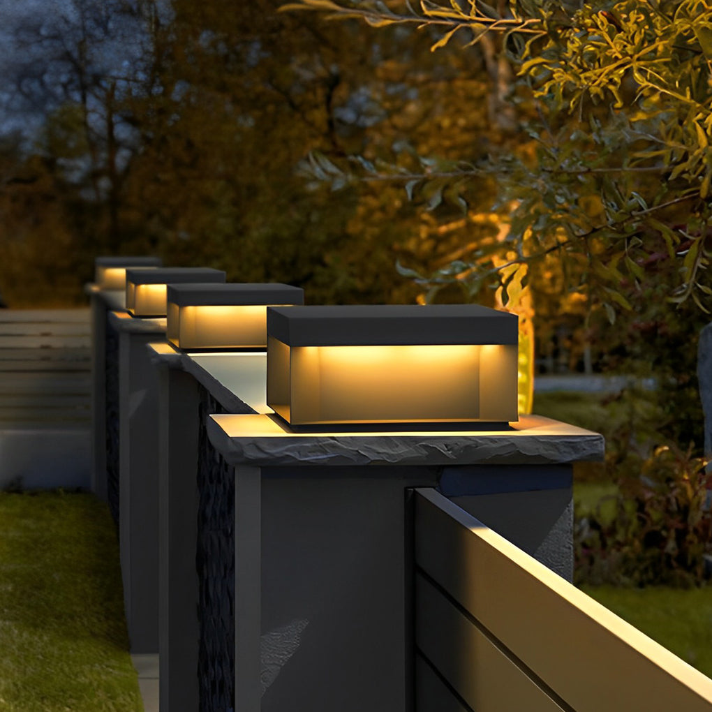 Industrial Black Square LED Solar Deck Lights for Outdoor Landscape Use
