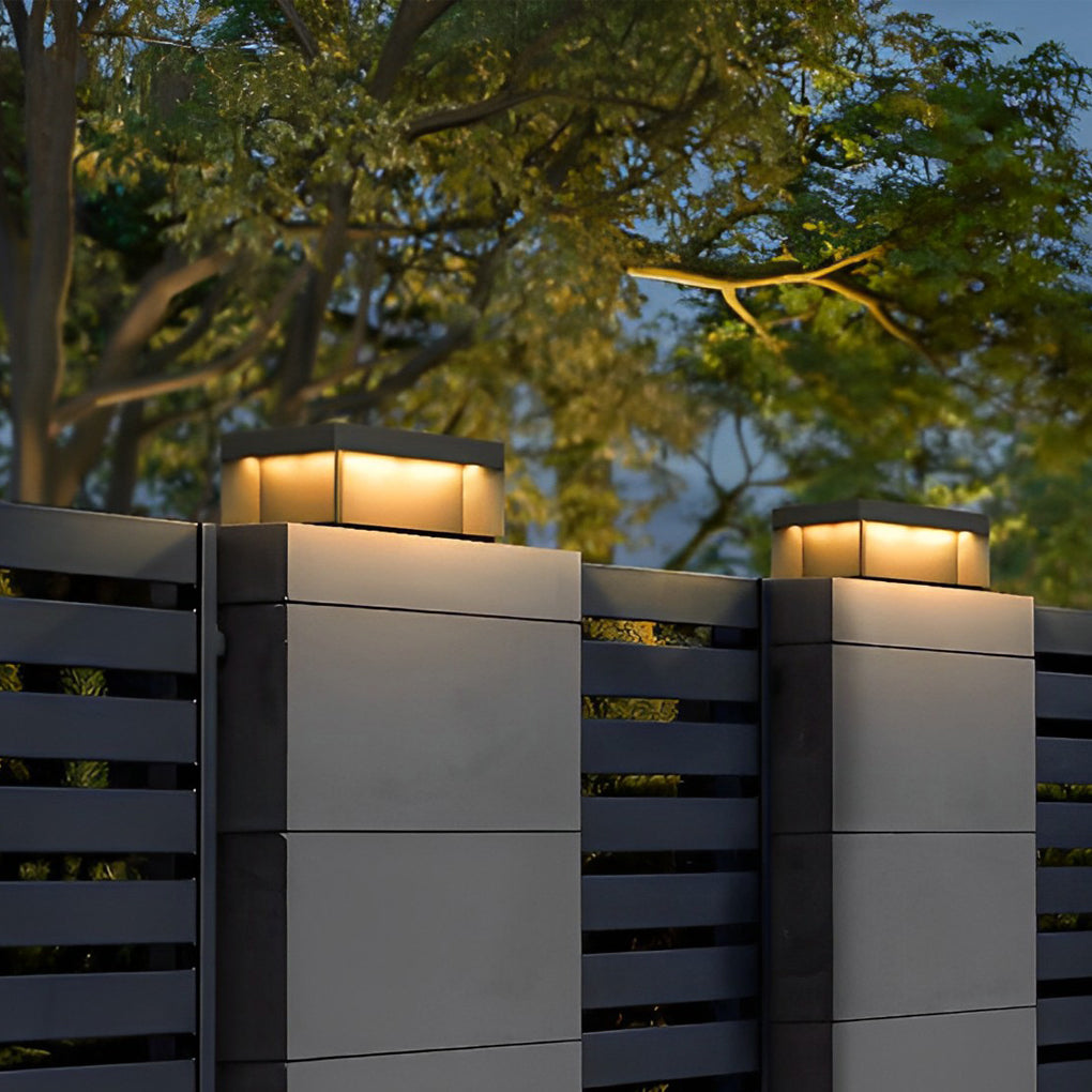 Industrial Black Square LED Solar Deck Lights for Outdoor Landscape Use