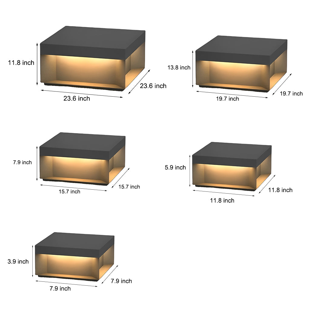 Industrial Black Square LED Solar Deck Lights for Outdoor Landscape Use