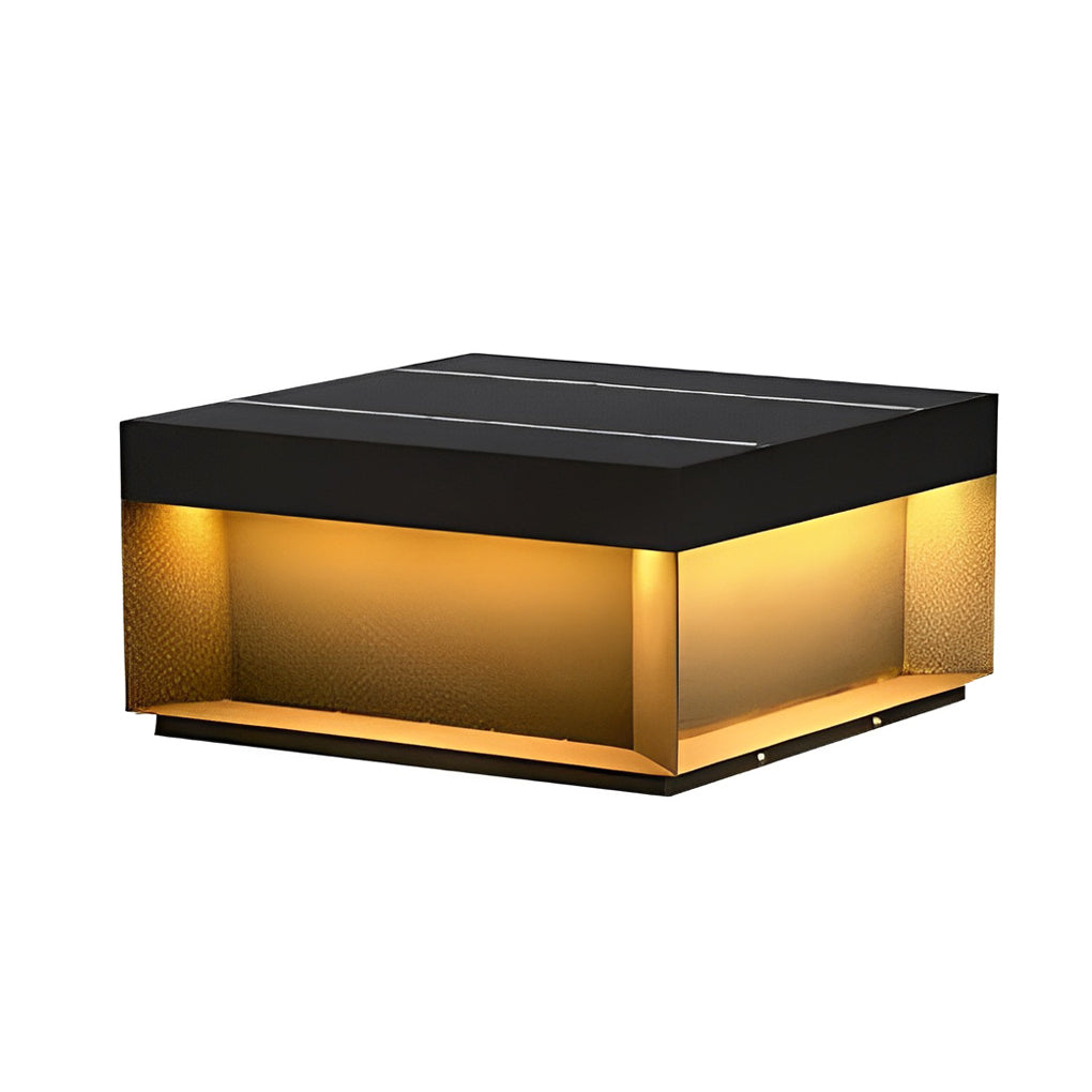 Industrial Black Square LED Solar Deck Lights for Outdoor Landscape Use