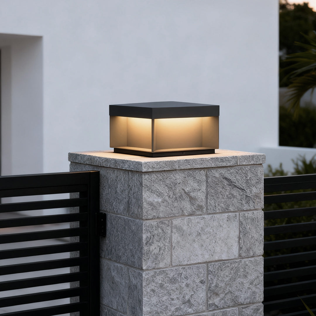 Industrial Black Square LED Solar Deck Lights for Outdoor Landscape Use