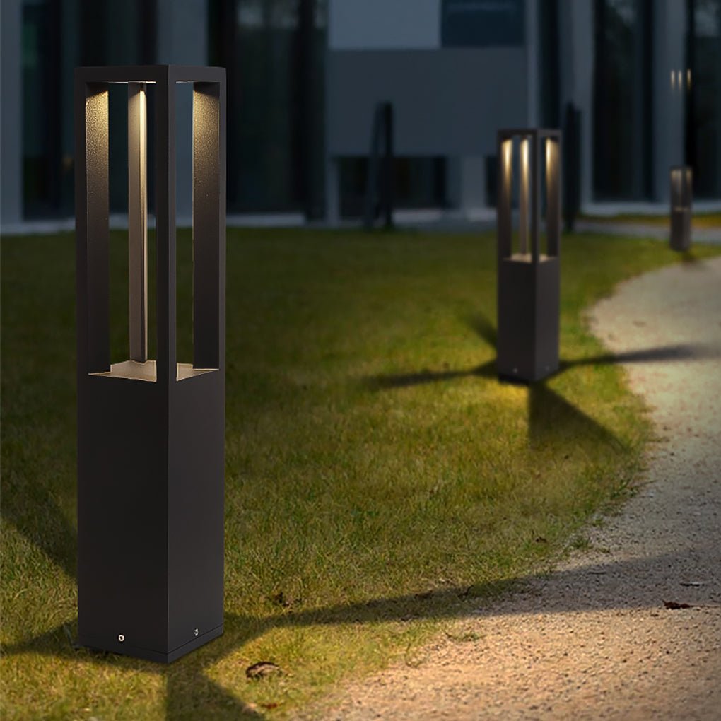 Contemporary Square Stainless Steel LED Outdoor Lawn Landscape Light