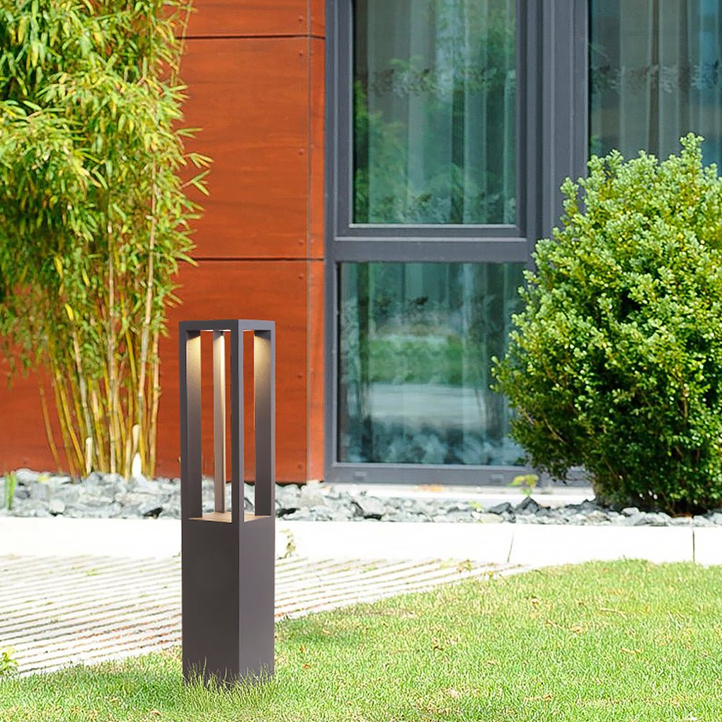 Contemporary Square Stainless Steel LED Outdoor Lawn Landscape Light