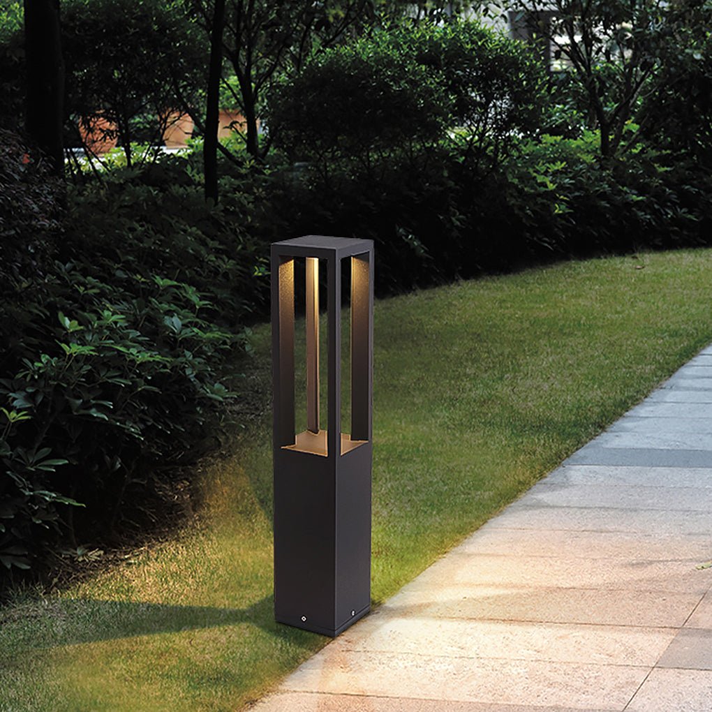 Contemporary Square Stainless Steel LED Outdoor Lawn Landscape Light