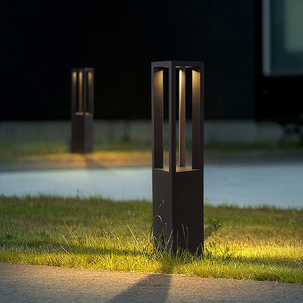 Contemporary Square Stainless Steel LED Outdoor Lawn Landscape Light