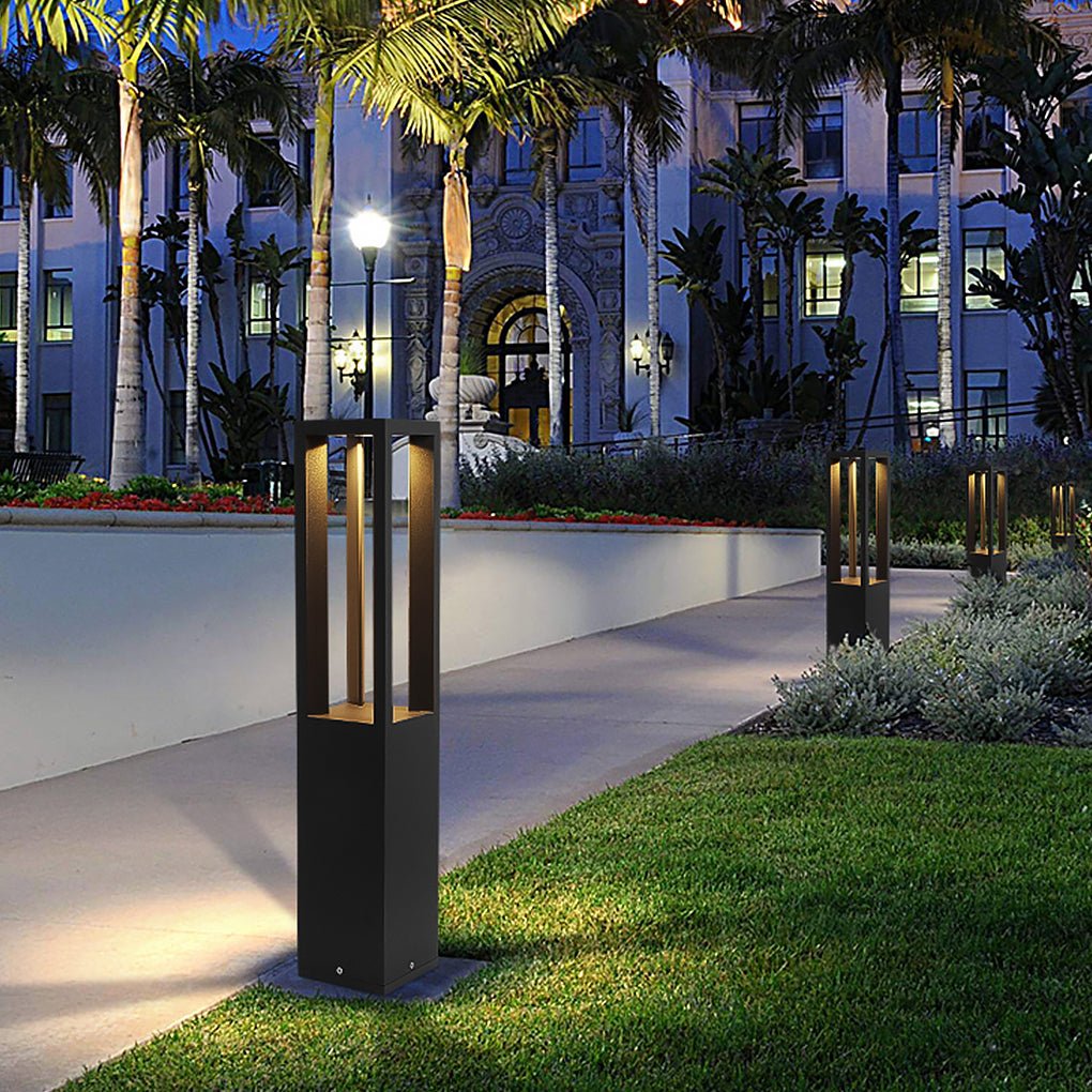 Contemporary Square Stainless Steel LED Outdoor Lawn Landscape Light