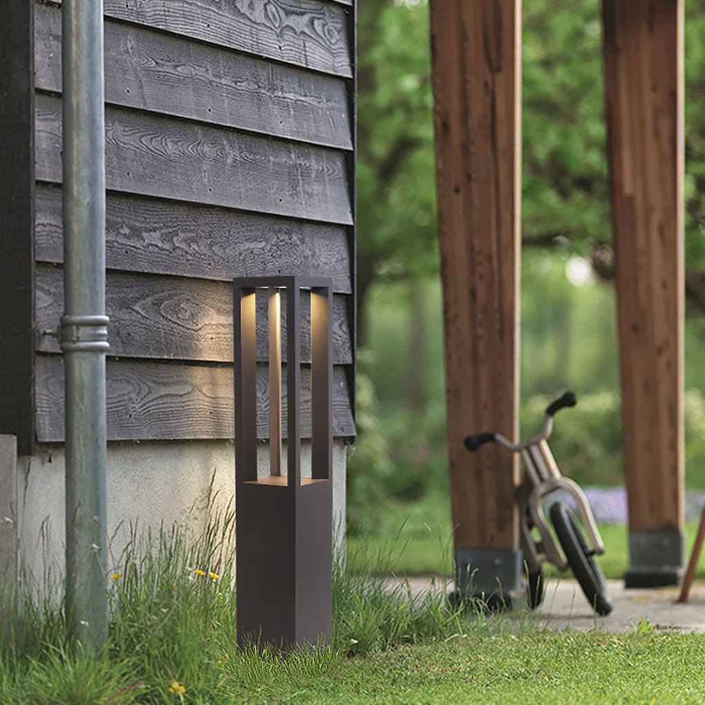 Contemporary Square Stainless Steel LED Outdoor Lawn Landscape Light