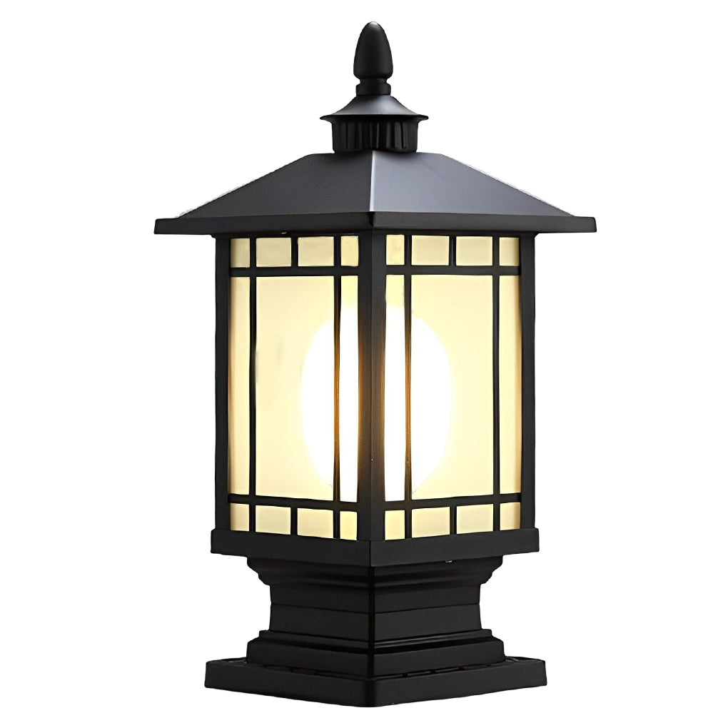 Retro Waterproof Outdoor Street Light Pillar in Black Metal for Patios