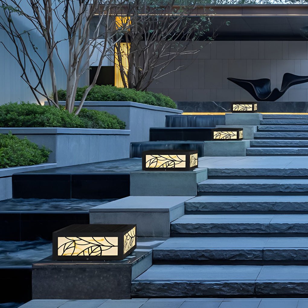 Sleek Black Square LED Pillar Lights for Modern Outdoor Garden Design