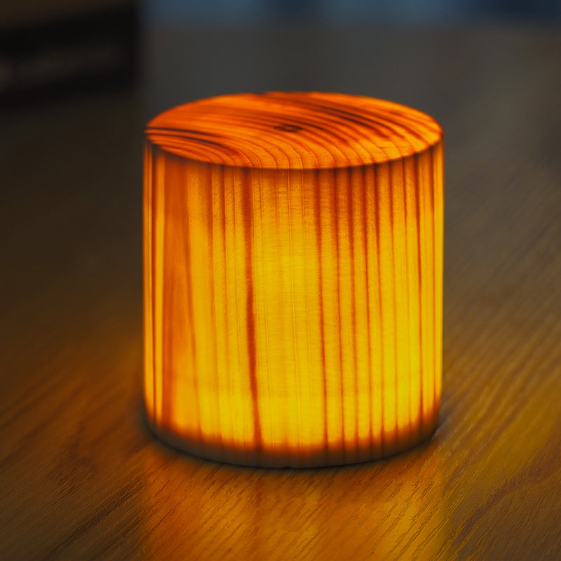 Modern Wood Grain Cube LED Table Lamp for Living Room Decor