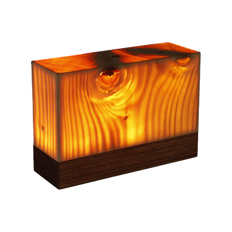 Modern Wood Grain Cube LED Table Lamp for Living Room Decor